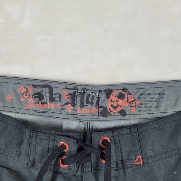 Da Hui Board Shorts Men's 40 Black Swim Trunks‎ Beach Pool Hawaiian Skull NWT - Picture 8 of 10